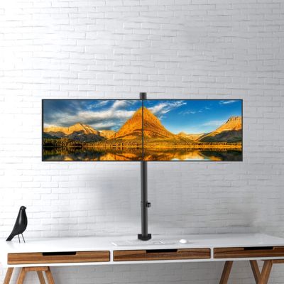 Universal TV Stand Dual Monitor Stand, Heavy Duty Fully Adjustable Dual Monitor Arms Desk Mount For For 2 Monitor, Monitor Arm Mount Fits 19-27 Inch Monitor