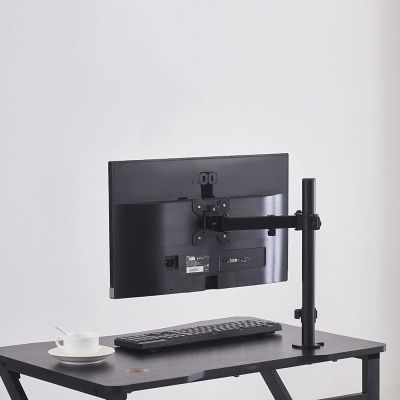 Universal TV Stand Single Monitor Stand, Monitor Desk Stand with Adjustable Height/Tilt/Swivel/Rotate for 13-27 Inch Screens, with Grommet Base