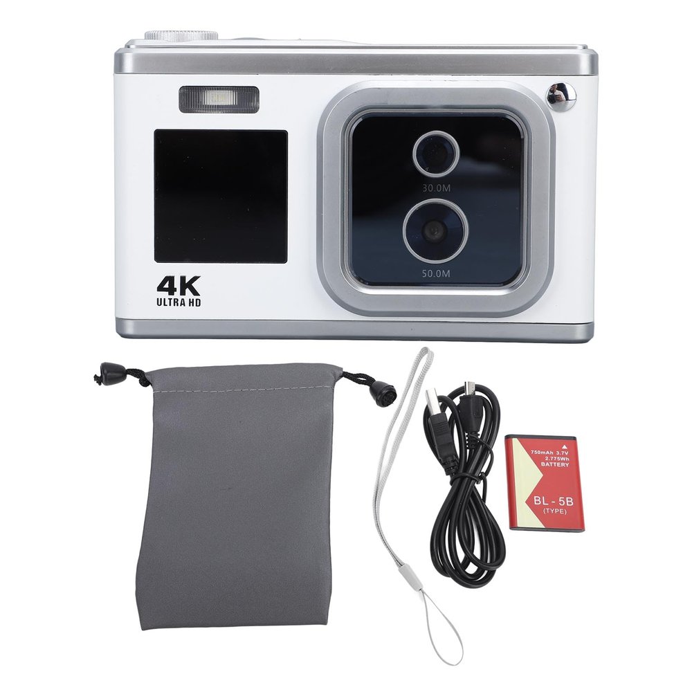 Tyenaza Digital Camera for Teens Students, 4K HD Dual IPS Screen, 50MP 30MP Dual Lens, 16X Digital Zoom, Built in Flash()