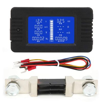 Digital Battery Rank Monitor PZEM-015 Multi-Function Battery Meter LCD Digital Battery Test Detector with 300A Shunt(015 English (300A))