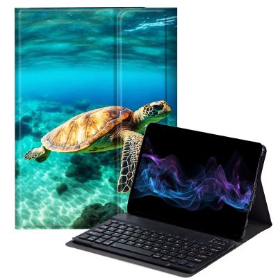 BFDHGQZC Sunflower Turtle Keyboard Case for Kindle Fire HD 10 and Fire HD 10 Plus Tablet 11th Generation 2021 Release,Slim Stand Protective Cover with Detachable Wireless Bluetooth Keyboard