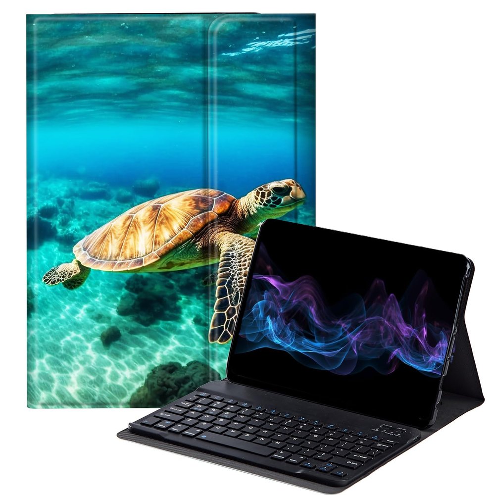 BFDHGQZC Sunflower Turtle Keyboard Case for Kindle Fire HD 10 and Fire HD 10 Plus Tablet 11th Generation 2021 Release,Slim Stand Protective Cover with Detachable Wireless Bluetooth Keyboard