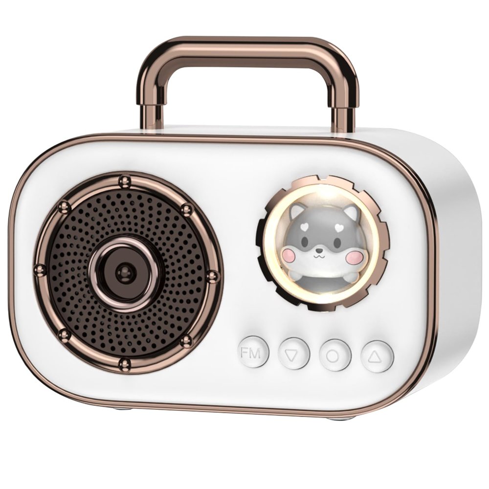 SpringFlora Wireless Bluetooth Speaker, Cute Mini Portable Speaker, Loud Sound,4H Playtime, Mic,TF/SD Card, Aux Line,Water-Proof for iOS Android Smartphone Home Office Gift Ideas White