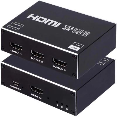 MOOKEENONE 4K 30hz 1X3 HDMI Splitter 1 in 3 Out 3 Port HDMI Support 3.4Gbps, Duplicate/Mirror 4K Screens Splitter