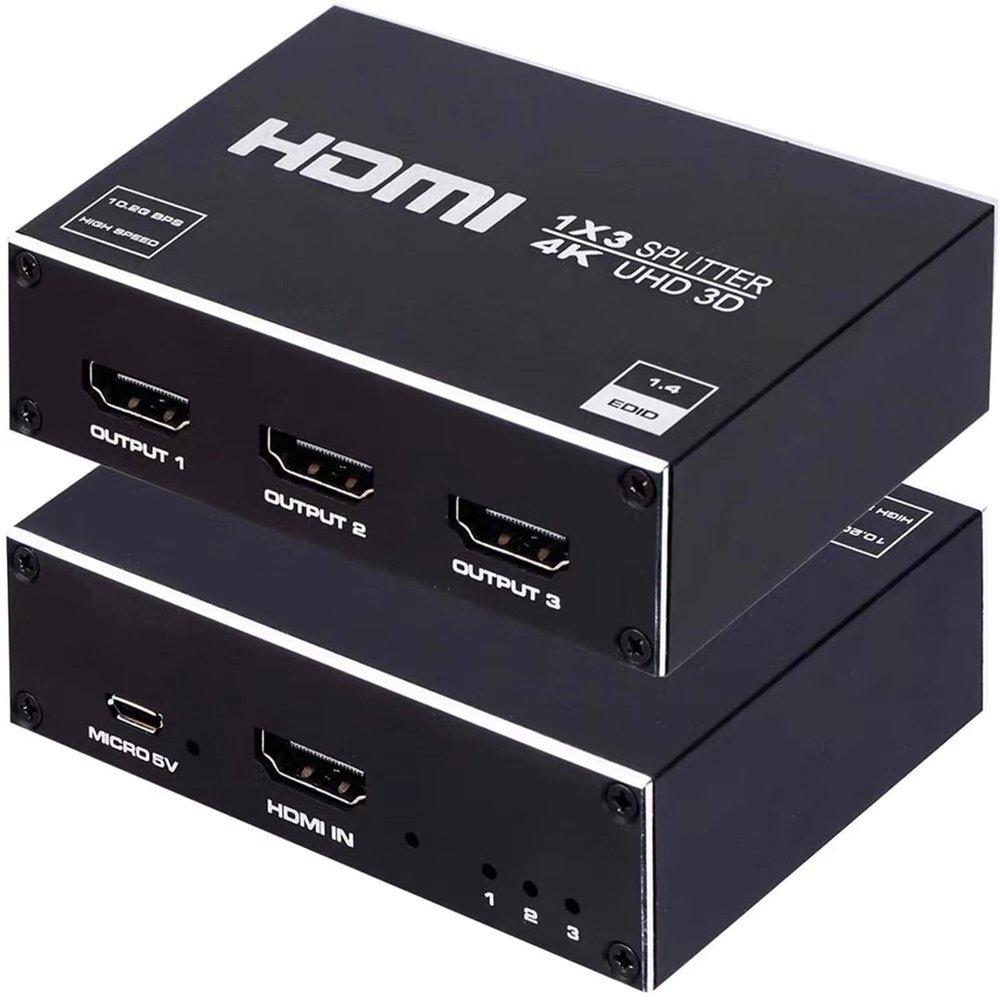 MOOKEENONE 4K 30hz 1X3 HDMI Splitter 1 in 3 Out 3 Port HDMI Support 3.4Gbps, Duplicate/Mirror 4K Screens Splitter