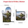 LZQPOEAS Oven Mitts and Pot Holders 4 pcs Set Glove for Cooking Dunguaire Castle Mitt Heat Resistant Kitchen Gloves Hot Pads Non-Slip Baking Grilling view 2