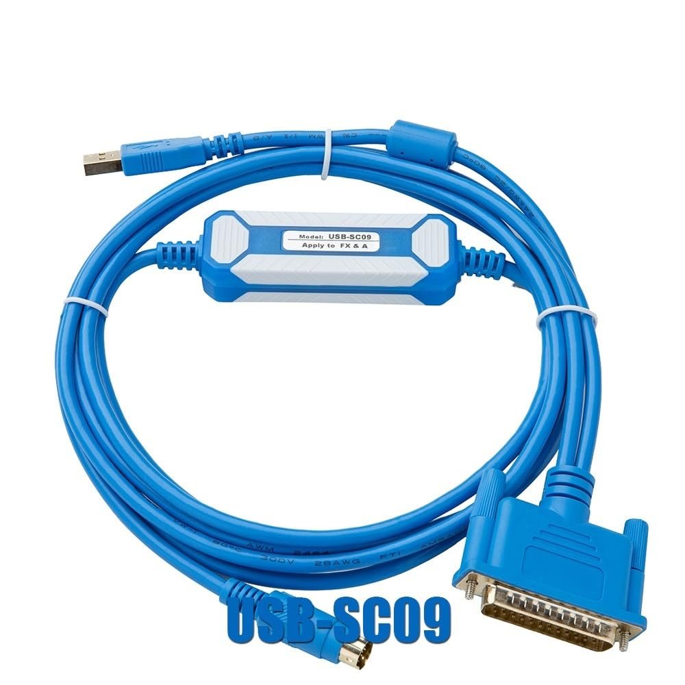 QukAn USB-SC09 Suitable for FX/A FX1N 2N 1S 3U Series PLC Programming Cable SC-09 Data (Color : Gold Plated Version, Size : 2.5m)