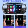 7" Android Car Stereo Multimedia Player Compatible for Fiat 500 2007-2014 with Wireless Android Auto Carplay GPS Sat Nav WiFi BT USB SWC RCA FM RDS Mirror Link Black view 2