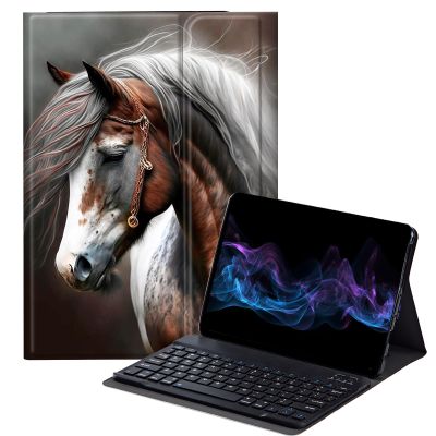 BFDHGQZC Horse Keyboard Case for Kindle Fire HD 10 and Fire HD 10 Plus Tablet 11th Generation 2021 Release,Slim Stand Protective Cover with Detachable Wireless Bluetooth Keyboard