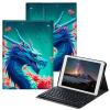 BPQOJB Case for All-New Fire HD 10 Tablet & Fire HD 10 Plus (11th Generation, 2021 Release) 10.1" with Detachable Wireless Keyboard & Adjustable Stand Protect Tablet Case - Cherry Blossom Blue Dragon view 1