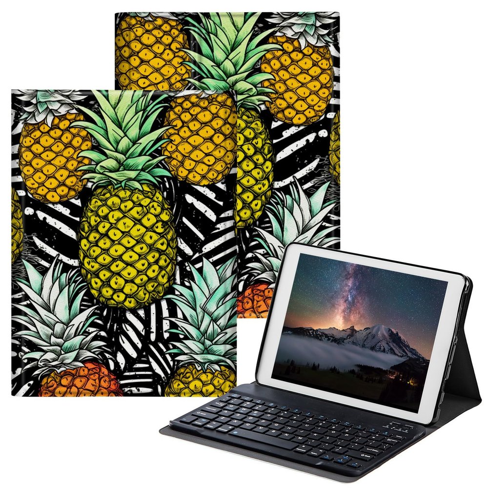 BPQOJB Case for All-New Fire HD 10 Tablet & Fire HD 10 Plus (11th Generation, 2021 Release) 10.1" with Detachable Wireless Keyboard & Adjustable Stand Protect Tablet Case - Pineapple
