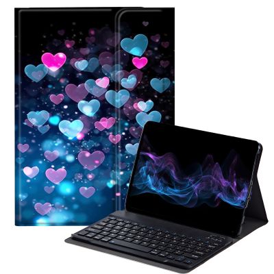 BFDHGQZC Colorful Heart Shape Keyboard Case for Kindle Fire HD 10 and Fire HD 10 Plus Tablet 11th Generation 2021 Release,Slim Stand Protective Cover with Detachable Wireless Bluetooth Keyboard