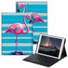 BPQOJB Case for All-New Fire HD 10 Tablet & Fire HD 10 Plus (11th Generation, 2021 Release) 10.1" with Detachable Wireless Keyboard & Adjustable Stand Protect Tablet Case - Cute Flamingo view 1