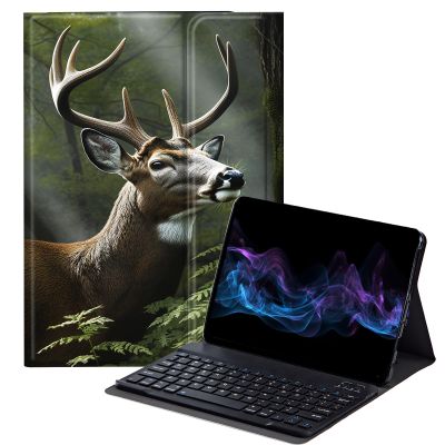 BFDHGQZC Deer Tree in Woodland Keyboard Case for Kindle Fire HD 10 and Fire HD 10 Plus Tablet 11th Generation 2021 Release,Slim Stand Protective Cover with Detachable Wireless Bluetooth Keyboard