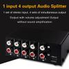 Hlsicnalm 1 in 4 Out Stereo Signal Source Splitter Audio Frequency Signal Distribute Device Non Consumption Output RCA Interface, Black, 500253868 view 4