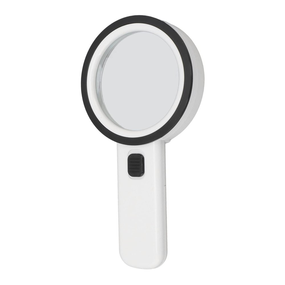 Glomora 30X Handheld Large Magnifying Glass with 12 LED Lights - Illuminated Lighted Magnifier for Seniors with Macular Degeneration, Reading, Coins, Jewelry