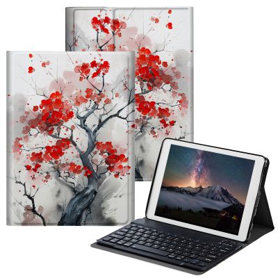 BPQOJB Case for All-New Fire HD 10 Tablet & Fire HD 10 Plus (11th Generation, 2021 Release) 10.1" with Detachable Wireless Keyboard & Adjustable Stand Protect Tablet Case - Ink Painting Tree
