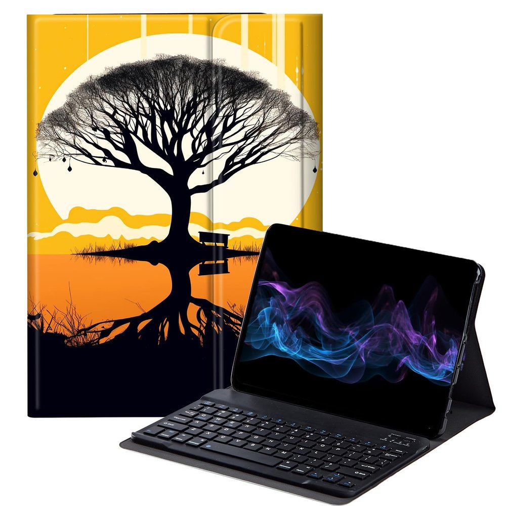 BFDHGQZC Moon Tree Keyboard Case for Fire HD 8 & Fire HD 8 Plus Tablet (12th /10th Generation, 2024/2022/2020 Release),Slim Stand Protective Cover for Fire HD 8 2022/2024