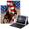 BPQOJB Case for All-New Fire HD 10 Tablet & Fire HD 10 Plus (11th Generation, 2021 Release) 10.1" with Detachable Wireless Keyboard & Adjustable Stand Protect Tablet Case - Running Horse American Flag view 1