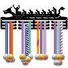 CREATCABIN Medal Holder Display Medal Hanger Medal Wall Mount Frame Metal Black Rack for Hanging 60 Medals Awards Running Football Soccer Swimming 15.7x5.9Inch-Dragon Boat Paddles Up view 1