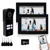 ANJIELO SMART Wired Apartment Video Intercom System 2 Units 7 Inch Touch Monitor WiFi Video 1080P Doorbell System, Video Door Phone Kit, Black, Supports Monitoring, Unlock, for Home Villa