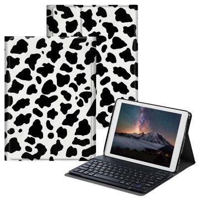 BPQOJB Case for All-New Fire HD 10 Tablet & Fire HD 10 Plus (11th Generation, 2021 Release) 10.1" with Detachable Wireless Keyboard & Adjustable Stand Protect Tablet Case - Cow Pattern