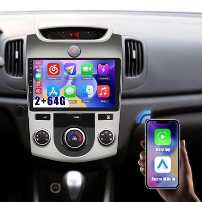 Roinvou [2G+64G] Car Radio for Kia Forte Cerato K3 (Manual A/C) 2008-2012 with Wireless Carplay/Android Auto, 9 Inch Touch Screen for Forte Radio Upgrade, Bluetooth, GPS Navi, WiFi, 28UI, DSP