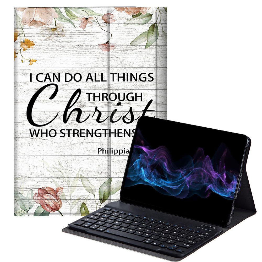 BFDHGQZC Bible Philippians 4:13 Keyboard Case for Amazon Fire Max 11 Tablet (13th Generation, 2023 Release),Slim Stand Protective Cover for Fire Max 11 2023