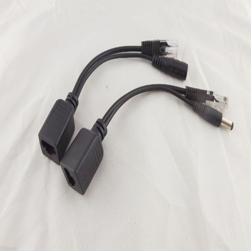 YTHYTHYTH for 10pairs RJ45 Power Over Ethernet Passive PoE Adapter Injector Splitter Cable Kit WhiteBlack