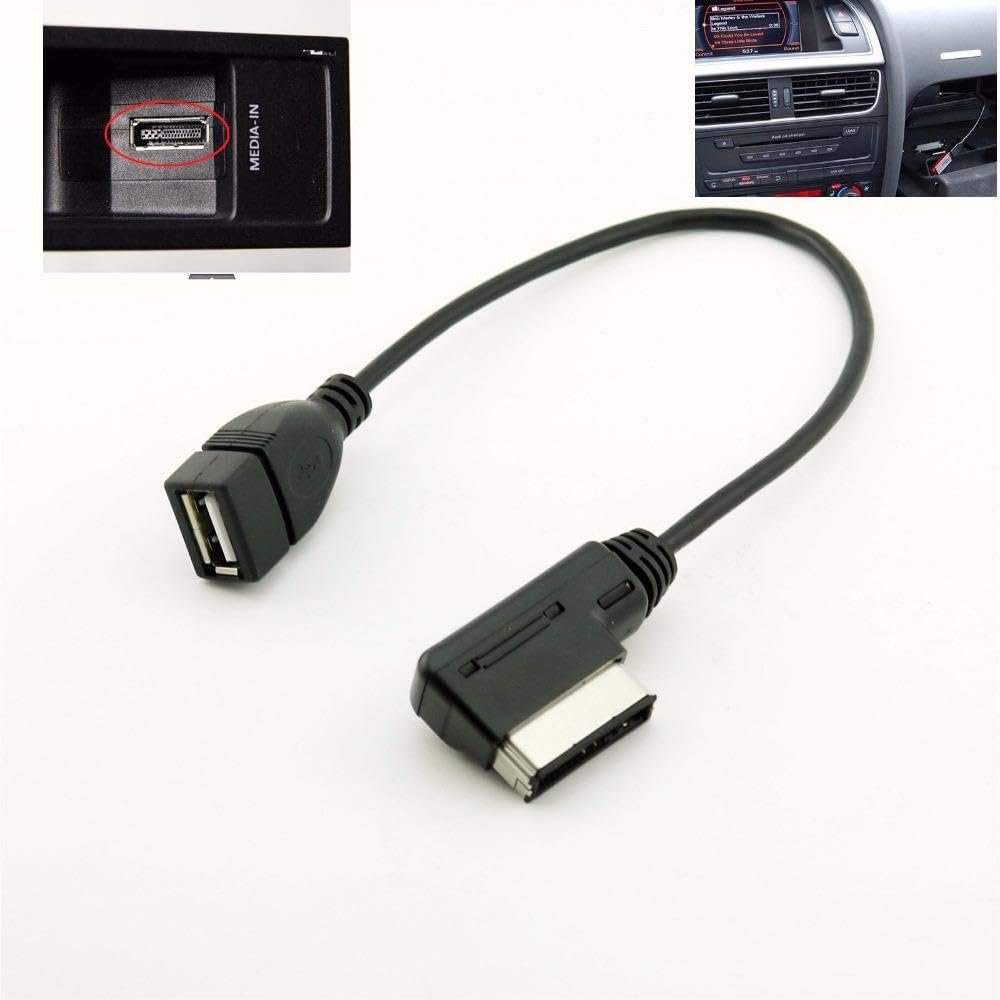YTHYTHYTH for 1pcs Media-in AMI MMI MDI AUX to USB Female Adapter Cable Interface 27cm