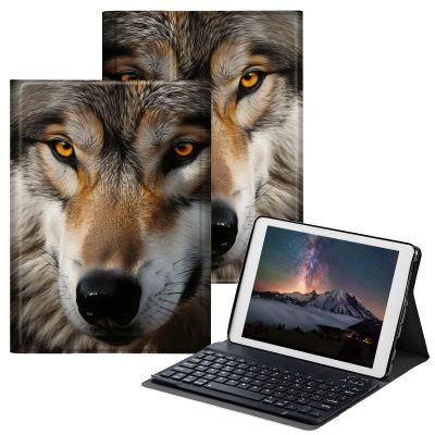 BPQOJB Case for Fire HD 8 & Fire HD 8 Plus Tablet (12th/10th Generation,2022/2020 Release) 8" with Detachable Wireless Keyboard & Adjustable Stand Protect Tablet Case - Wolf