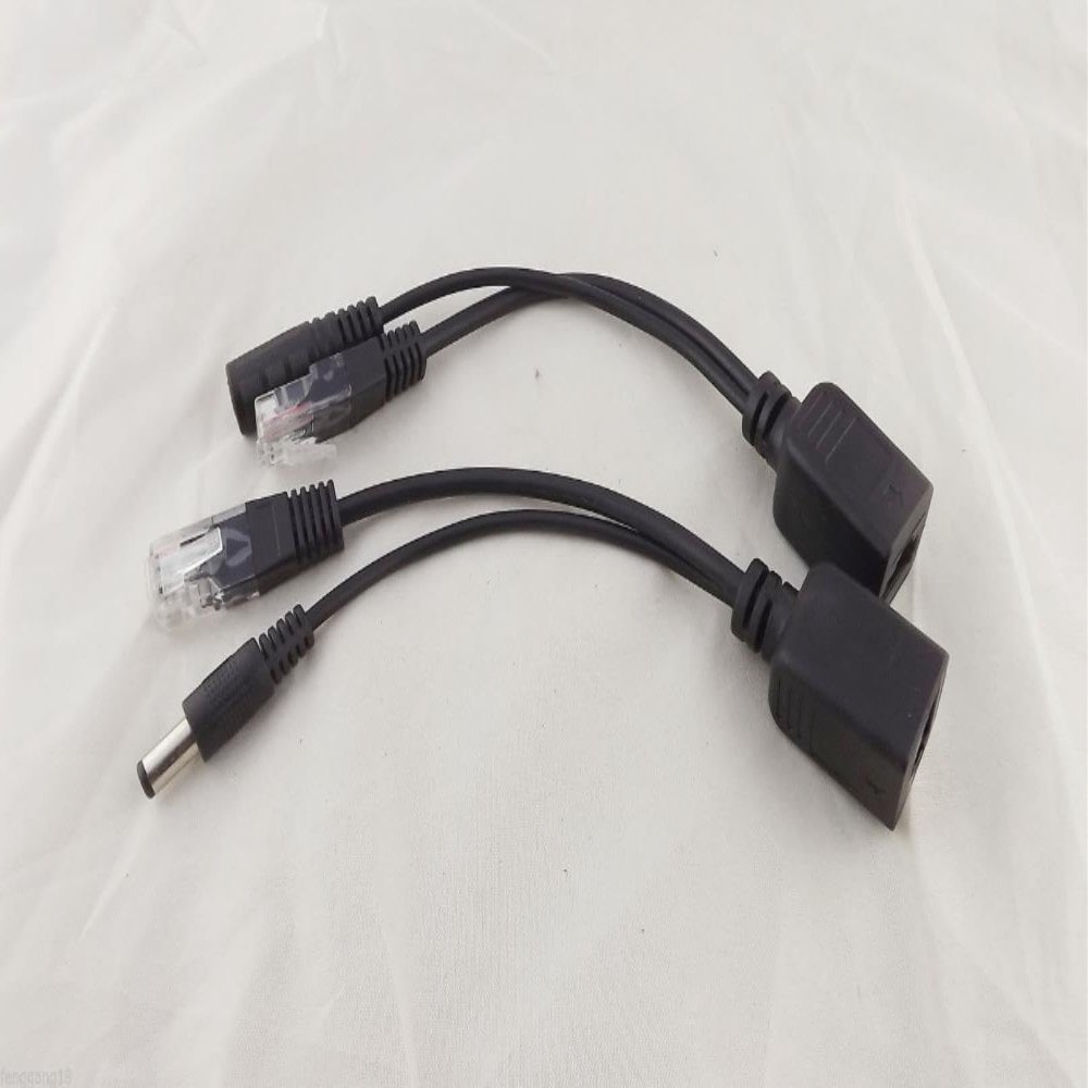 YTHYTHYTH for 10pairs RJ45 Power Over Ethernet Passive PoE Adapter Injector Splitter Cable Kit Black