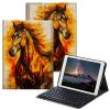 BPQOJB Case for Fire HD 8 & Fire HD 8 Plus Tablet (12th/10th Generation,2022/2020 Release) 8" with Detachable Wireless Keyboard & Adjustable Stand Protect Tablet Case - Red Horse view 1