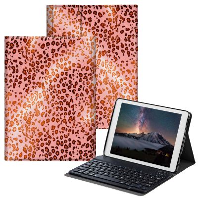 BPQOJB Case for Fire HD 8 & Fire HD 8 Plus Tablet (12th/10th Generation,2022/2020 Release) 8" with Detachable Wireless Keyboard & Adjustable Stand Protect Tablet Case - Pink Leopard Prints