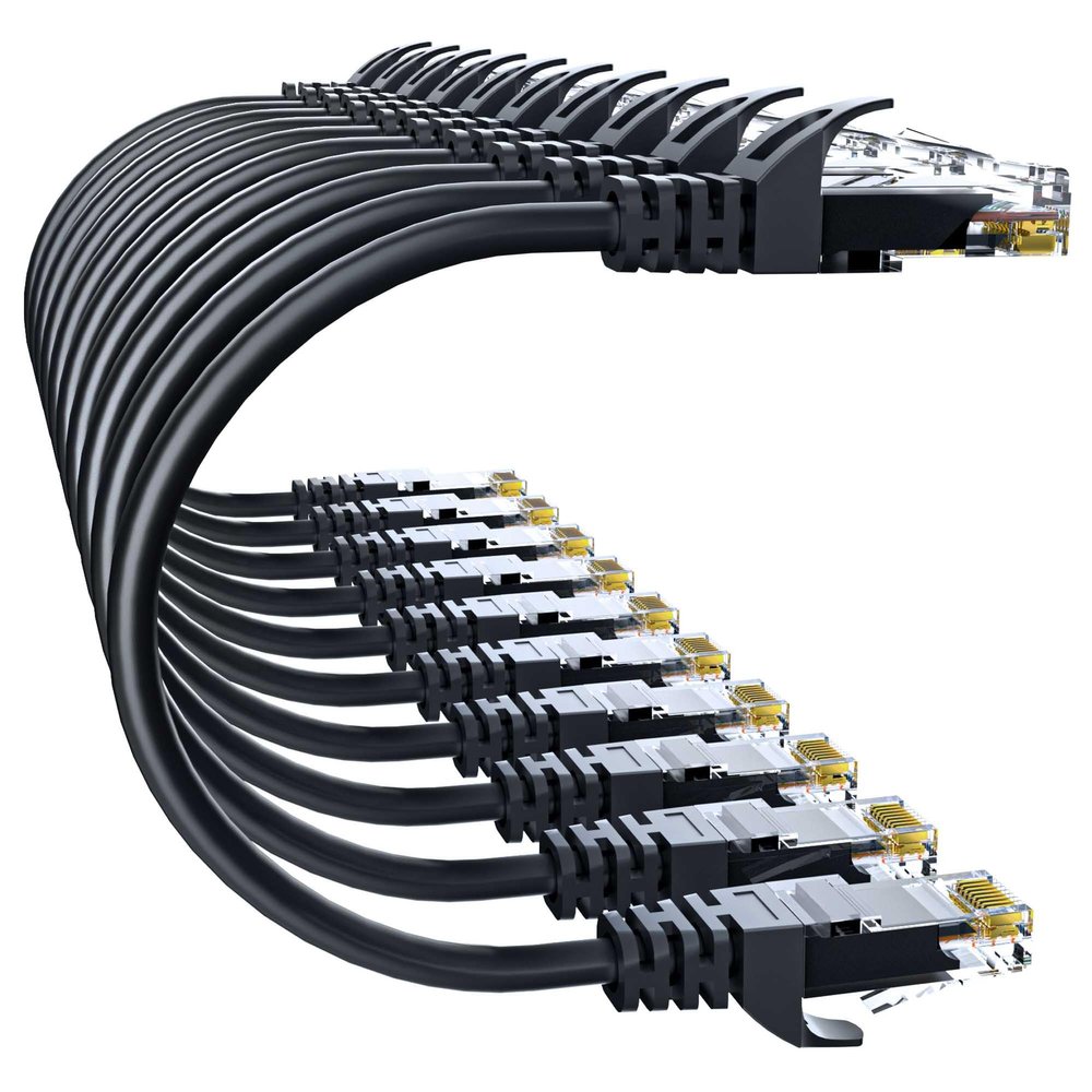 10Gsupxsel Cat 6 Ethernet Cable 10FT 10Pack, Cat6 Ethernet Patch Cable 10Gbps, High-Speed UTP Cat6 Network Cable Pure Copper, Cat 6 Cable for Home and Office Network, Black