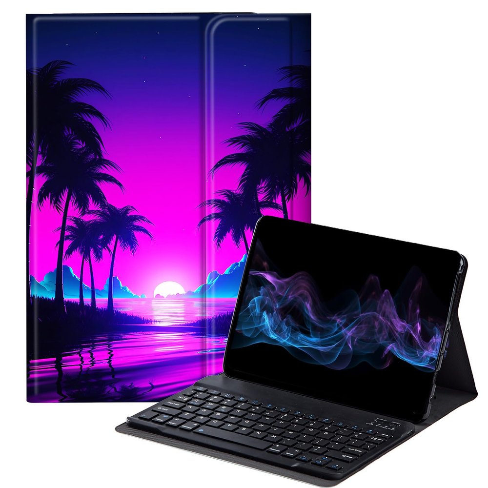 BFDHGQZC Neon Palm Trees Keyboard Case for Samsung Galaxy Tab S6 Lite 10.4 inch 2022 (SM-P613/P619)/2020 (SM-P610/P615),Slim Stand Protective Cover with Detachable Keyboard
