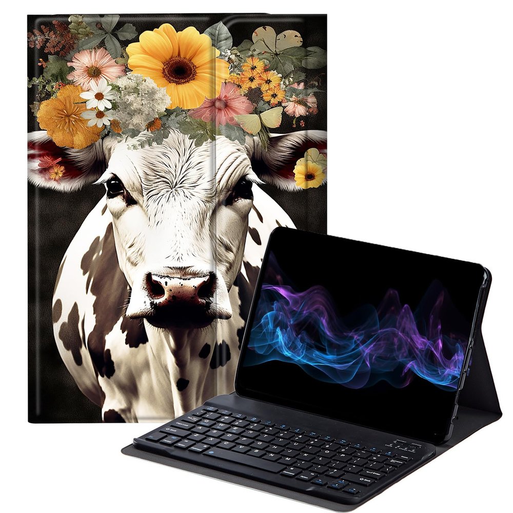 BFDHGQZC Cow Flower Keyboard Case for Amazon Fire Max 11 Tablet (13th Generation, 2023 Release),Slim Stand Protective Cover for Fire Max 11 2023