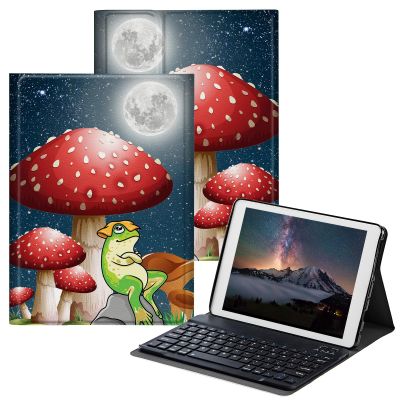 BPQOJB for Samsung Galaxy Tab S6 Lite Case 2022/2020 with Detachable Wireless Keyboard & Adjustable Stand Protect Tablet Case for Samsung Galaxy Tab S6 Lite 10.4 inch - Mushroom Frog Moon