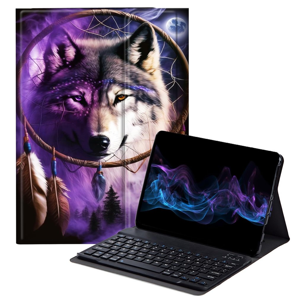 BFDHGQZC Dream Chasing Wolf Keyboard Case for Samsung Galaxy Tab S6 Lite 10.4 inch 2022 (SM-P613/P619)/2020 (SM-P610/P615),Slim Stand Protective Cover with Detachable Keyboard