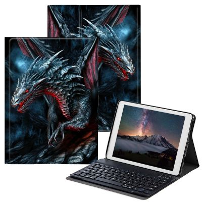 BPQOJB Case for Fire HD 8 & Fire HD 8 Plus Tablet (12th/10th Generation,2022/2020 Release) 8" with Detachable Wireless Keyboard & Adjustable Stand Protect Tablet Case - Red Eyes Dragon
