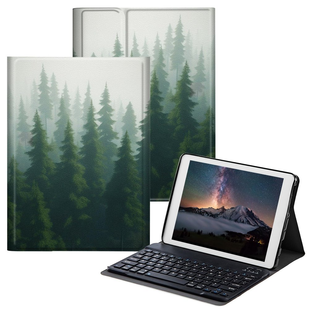 BPQOJB for Fire Max 11 Case for Fire Max 11 Tablet Case (13th Generation, 2023 Release) 11" with Detachable Wireless Keyboard & Adjustable Stand Protect Tablet Cover - Green Forests