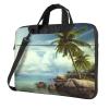 Palm Tree Rocky Shore Laptop Shoulder Bag Portable Laptop Bag Laptop Case Crossbody Briefcase w/Strap Handle view 1