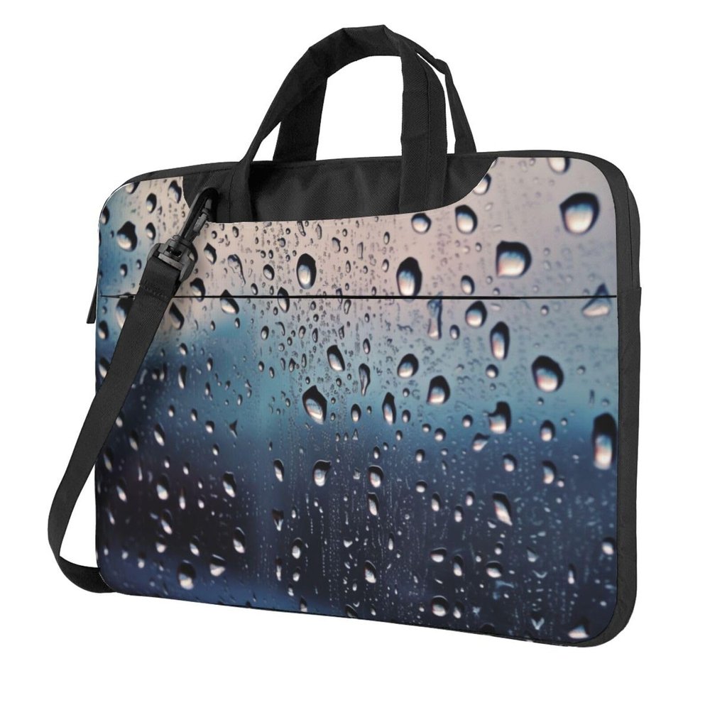 Rain Drops on Glass Laptop Shoulder Bag Portable Laptop Bag Laptop Case Crossbody Briefcase w/Strap Handle