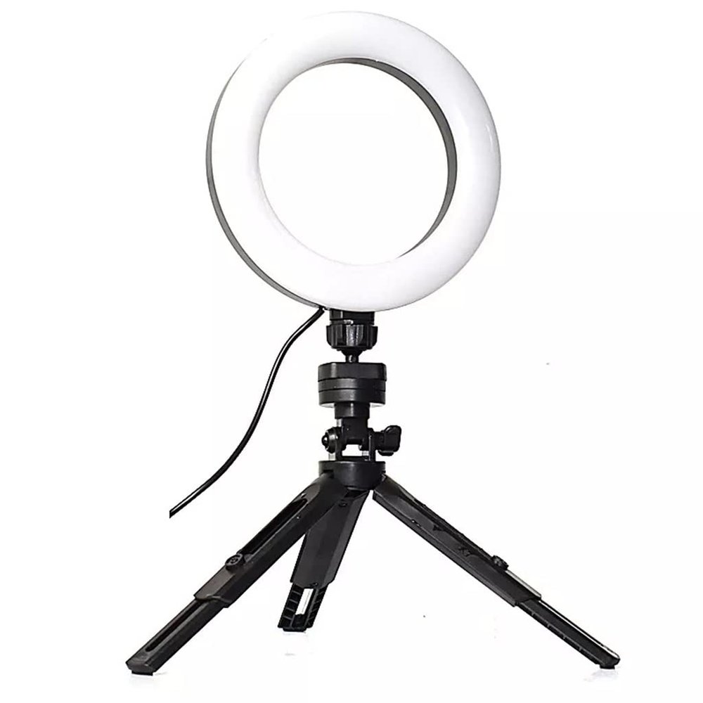 6 Inch Mini Dimmable Cold Warm LED Studio Camera Ring Light Photo Phone Video Light Lamp with Tripods Ring Table Fill Light (Color : A Size : 6 Inch) (A 6 Inch)