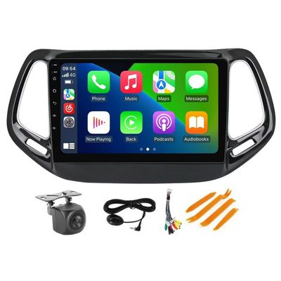 4+64GB 8-Core 10" Car Radio Stereo for Jeep Compass 2017-2020 Dash Kit, Android 13 GPS Navigation Multimedia Player with Car-Play Android Auto/Rear View