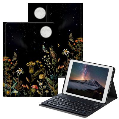 BPQOJB for Fire Max 11 Case for Fire Max 11 Tablet Case (13th Generation, 2023 Release) 11" with Detachable Wireless Keyboard & Adjustable Stand Protect Tablet Cover - Flowers and Plants Moon