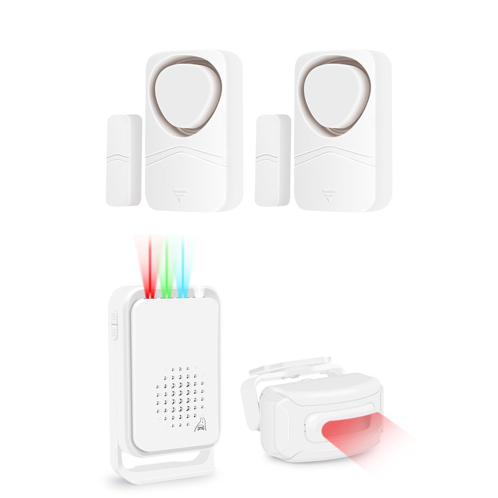 GREENCYCLE Door and Window Alarm for Home, Wireless Home Security Burglar Alarm, Motion Sensor Detect Alarm, Motion Detectors, 4-in-1 Mode for Garage Kids Safety, Long Range Waterproof Weatherproof