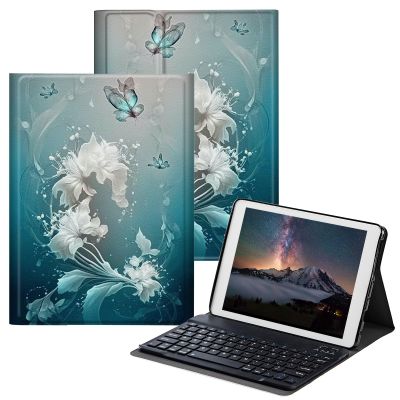 BPQOJB for Fire Max 11 Case for Fire Max 11 Tablet Case (13th Generation, 2023 Release) 11" with Detachable Wireless Keyboard & Adjustable Stand Protect Tablet Cover - Blue Art Butterflies