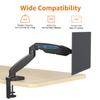 Amazon Basics Gas Spring Single Computer Monitor Arm Mount, Adjustable, Holds up to 27" Monitors, Black view 3