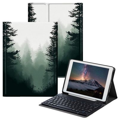 BPQOJB for iPad 9th Generation Case with Keyboard for iPad 8th/7th Generation Case 10.2 inch with Detachable Wireless Keyboard & Adjustable Stand Protect Tablet Cover - Forests